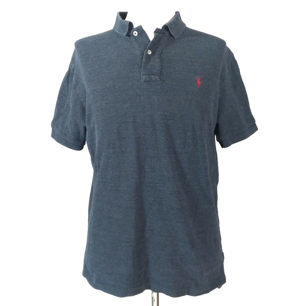 Polo Ralph Lauren Polo Shirt Men L Blue Rugby Short Sleeve Cotton Logo Preppy